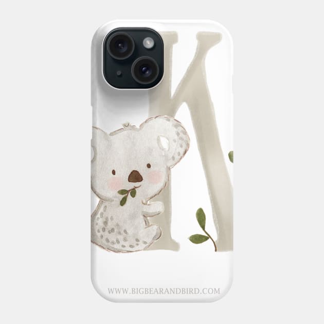 K for Koala Phone Case by Big Bear and Bird