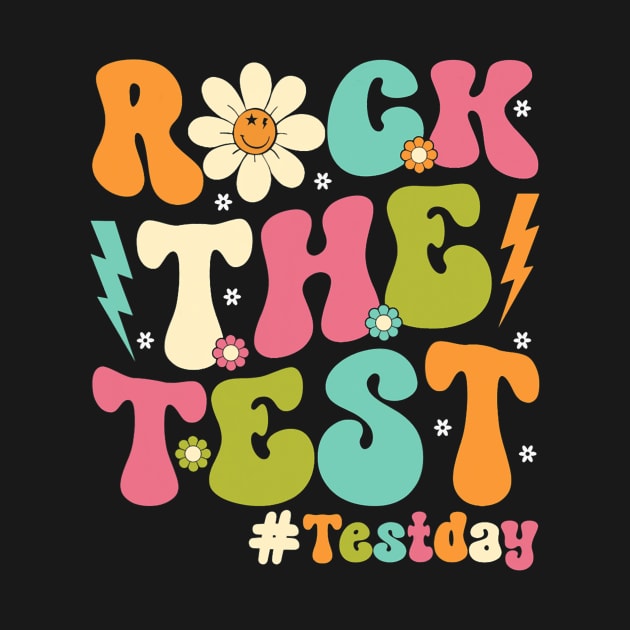 Groovy Rock The Test Motivational Retro Teachers Testing Day by Winter Magical Forest