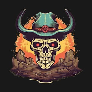 80s Retro Western Cowboy Skull T-Shirt