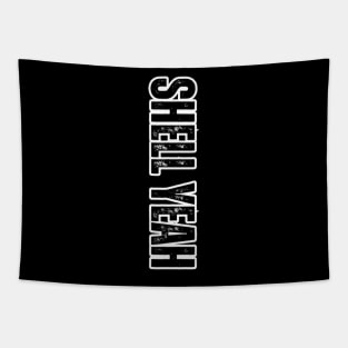 Shell Yeah – Funny Pocket Text Shirt in Black & White Tapestry