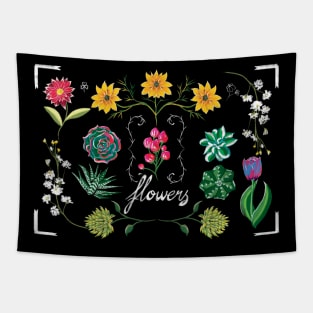 Blackboard Flowers Tapestry