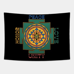 Peace Love Unity Honor Yantra Tapestry