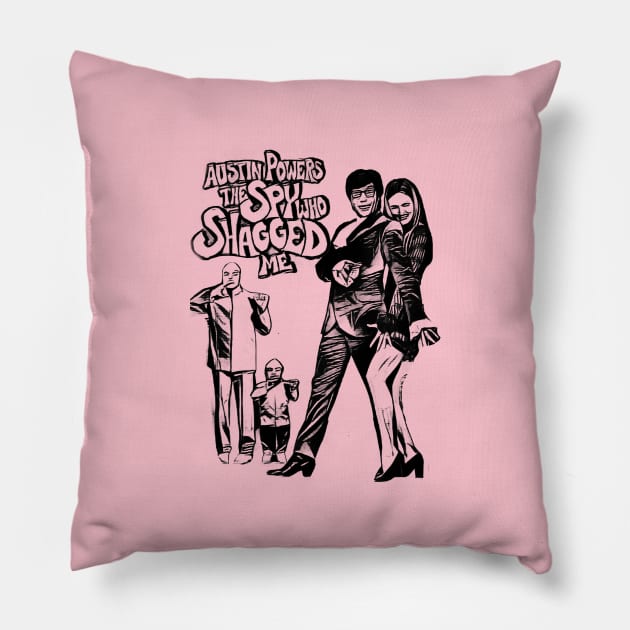 austin powers Pillow by RetroScribbles