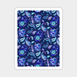 Paisley watercolor handmade blue Magnet