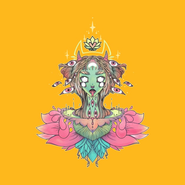 Sacred Lotus Flower Monster Girl by cellsdividing