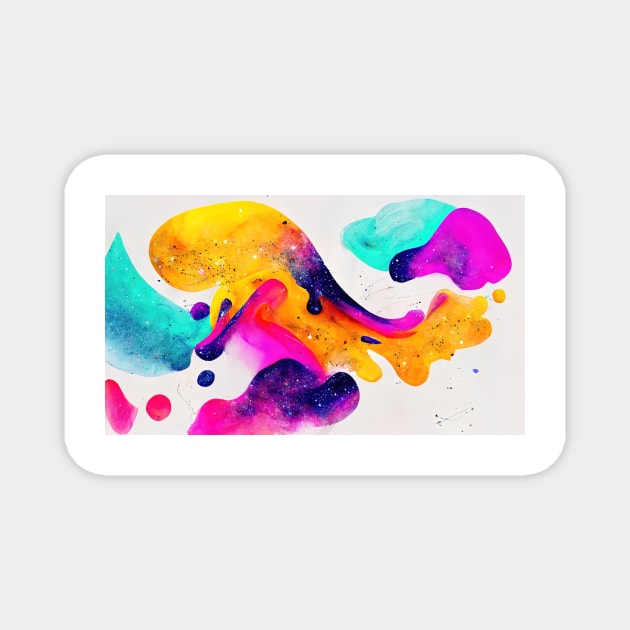 Modern Contemporary Abstract Watercolor Colorful Multicolored Cosmic Splash Galaxy Magnet by AlexandrAIart