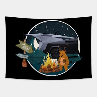 tesla cybertruck tent camping Tapestry