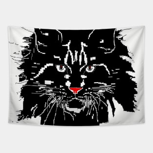 figuration cat Maine Coon in white on black background Tapestry