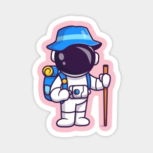 Cute Astronaut Hiking Travelling Cartoon Magnet