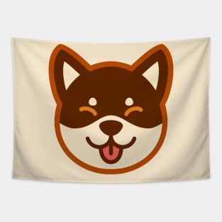 Brown Shiba: Eyes closed tongue Tapestry