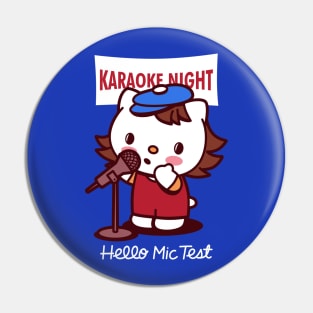 Cute Cat Funny Karaoke Night Singing Cartoon Pin