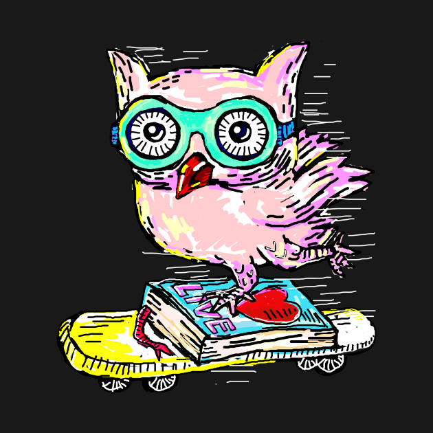 Disover Owl with Skateboard - Animal - T-Shirt