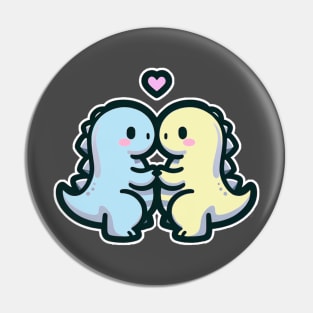 Dinosaur Couple Pastel Pin