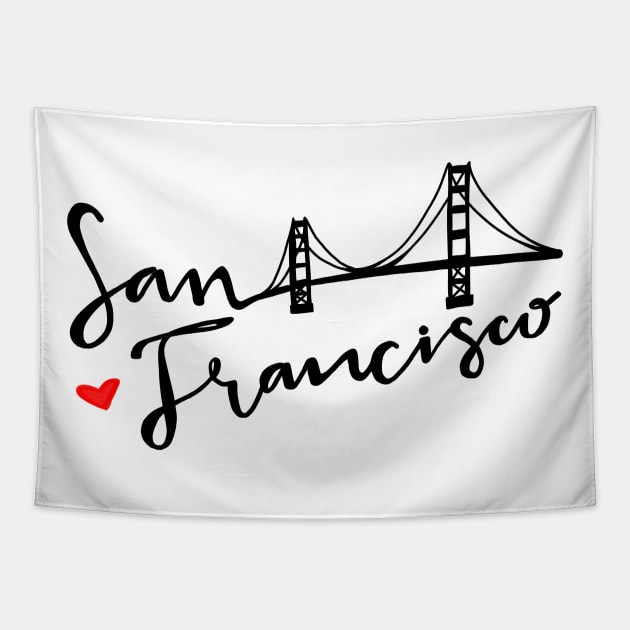 San Francisco - Golden Gate Love Tapestry by Melu