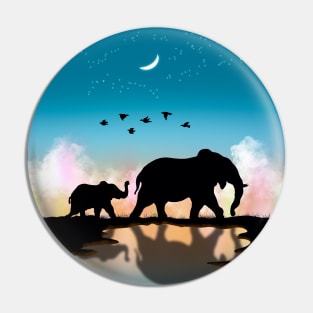 Walking Elephants Pin