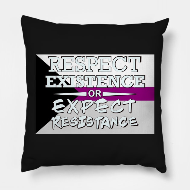 Respect Exsistence or Expect Resistance, Demisexual Pride Flag Pillow by aadventures