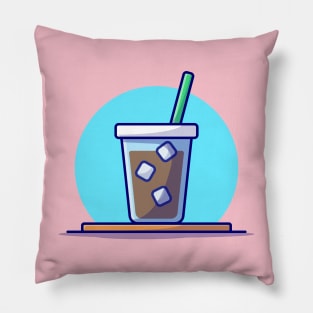 Ice Coffee Cartoon Vector Icon Illustration Pillow