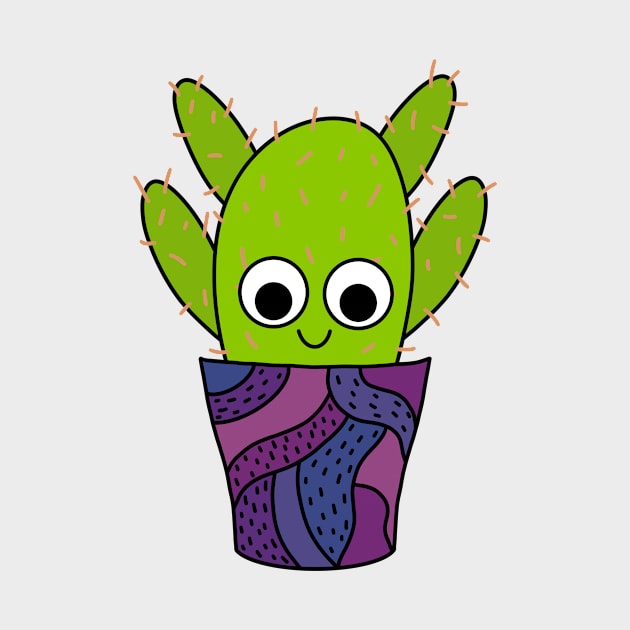 Cute Cactus Design #251: Thorny Cactus In Cute Pottery by DreamCactus