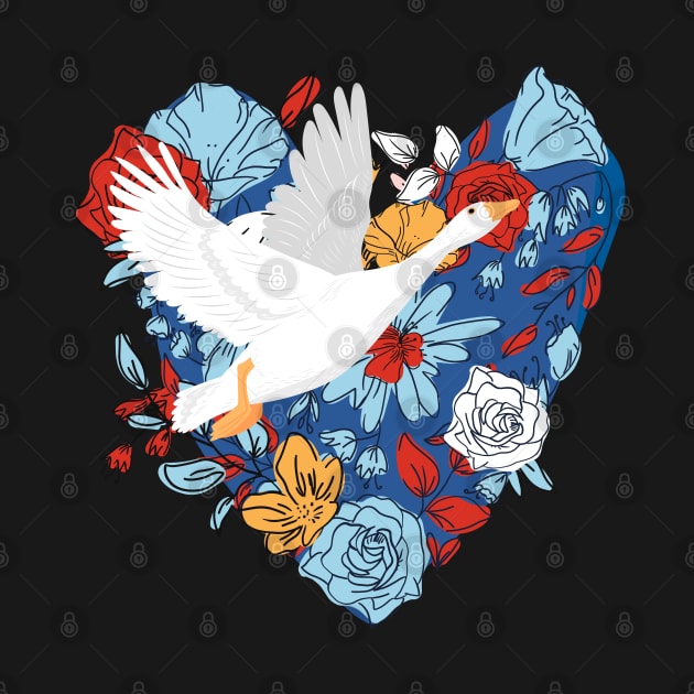 Flaing Goose and Flowers by Cute Pets Graphically