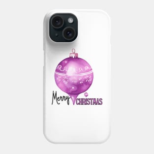 Purple Pink Magenta Large Christmas Ball Ornament with Merry Christmas Phone Case