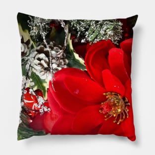 Red Floral Pinecone Pillow