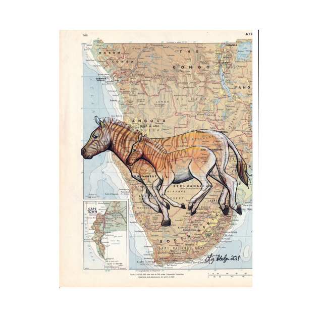 Quagga Horses on Map by lizstaley