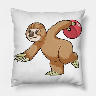 Sloth at Bowling with Bowling ball Pillow