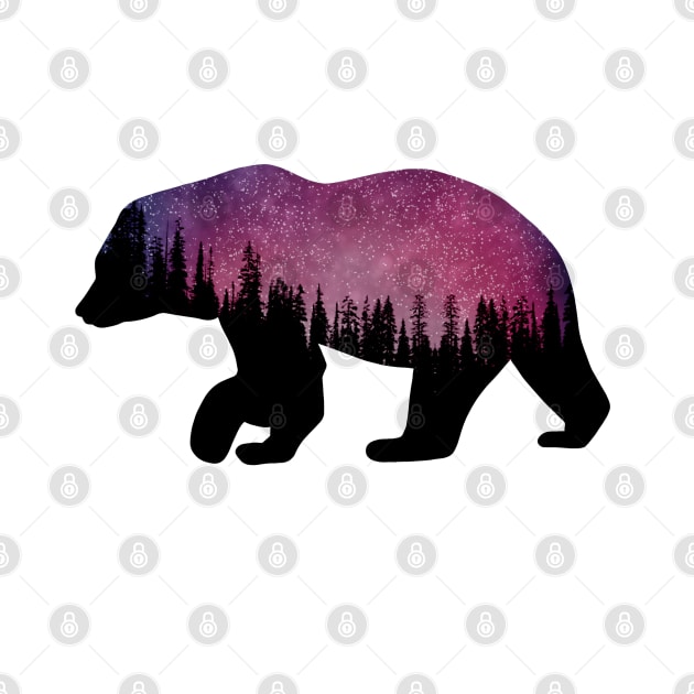 Nighttime forest bear Silhouette by NewBranchStudio