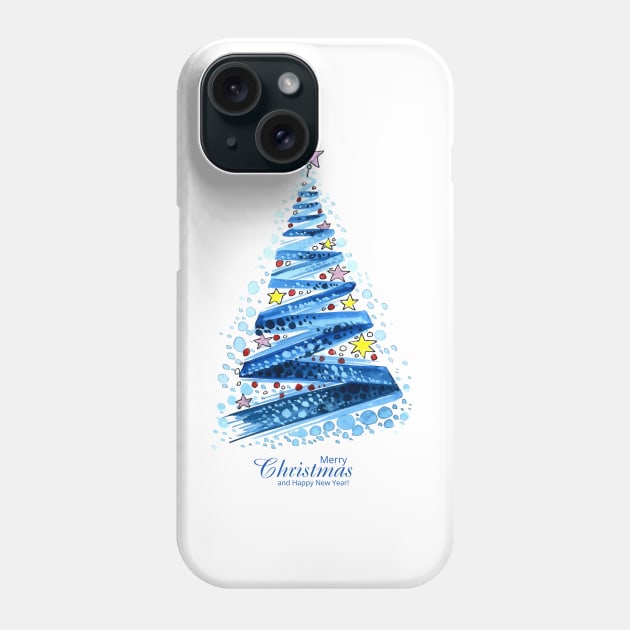 Christmas Watercolor Tree Phone Case by Mako Design 