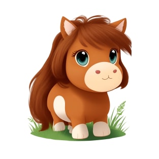 Cute Brown Horse Cartoon T-Shirt