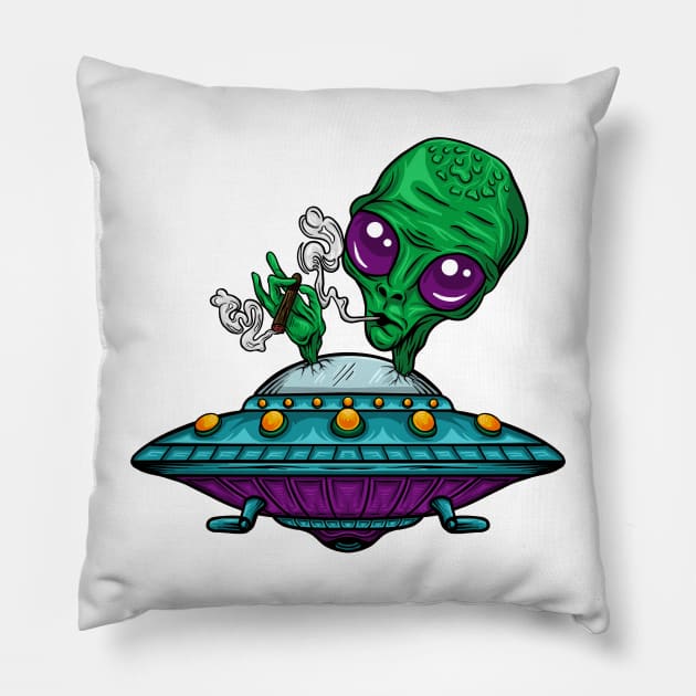 Alien Smoke Pillow by Arjanaproject