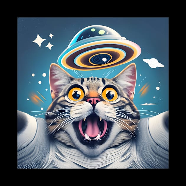 Cat Selfie With UFO by Teewyld