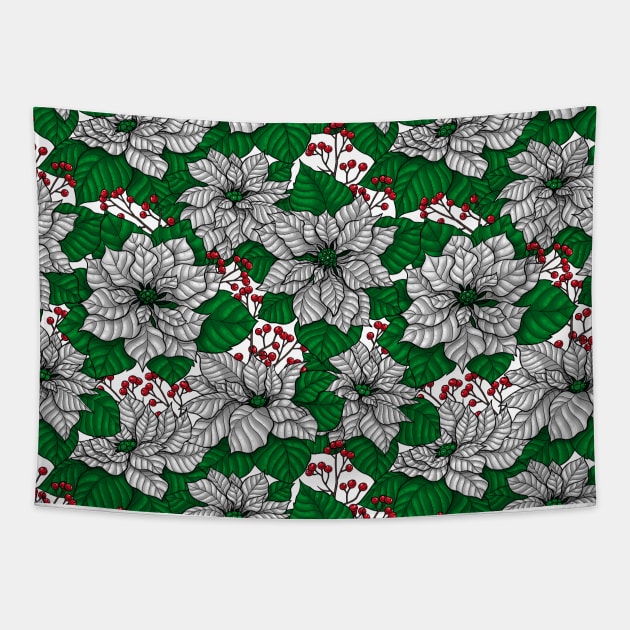 White poinsettia, Christmas pattern Tapestry by katerinamk