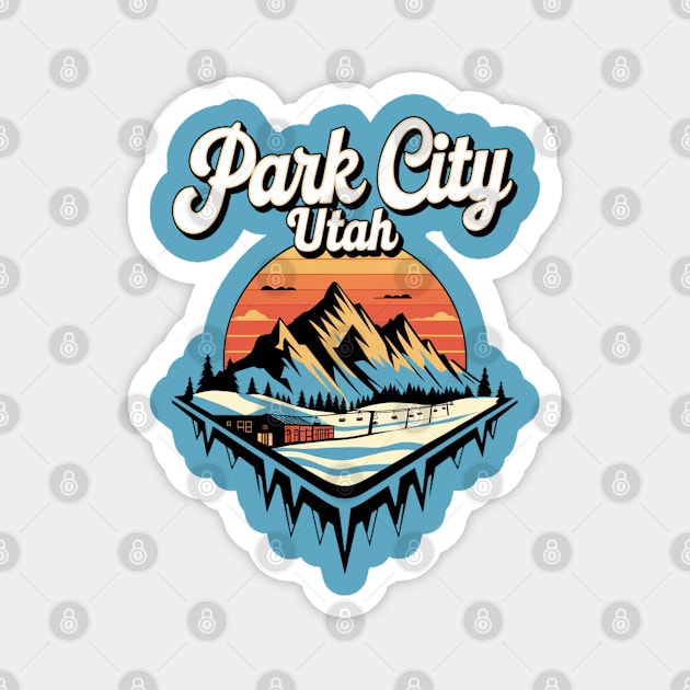 Park City Utah Retro Skiing Adventure, Outdoor Souvenir Magnet by Pixel Threads 