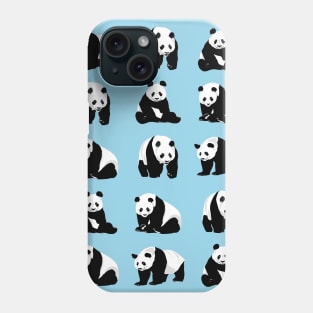 Panda Bear Pattern on Light Blue Phone Case