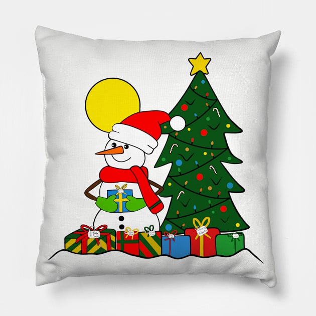 Sato Family Cute Snowman Christmas Pillow by SartorisArt1