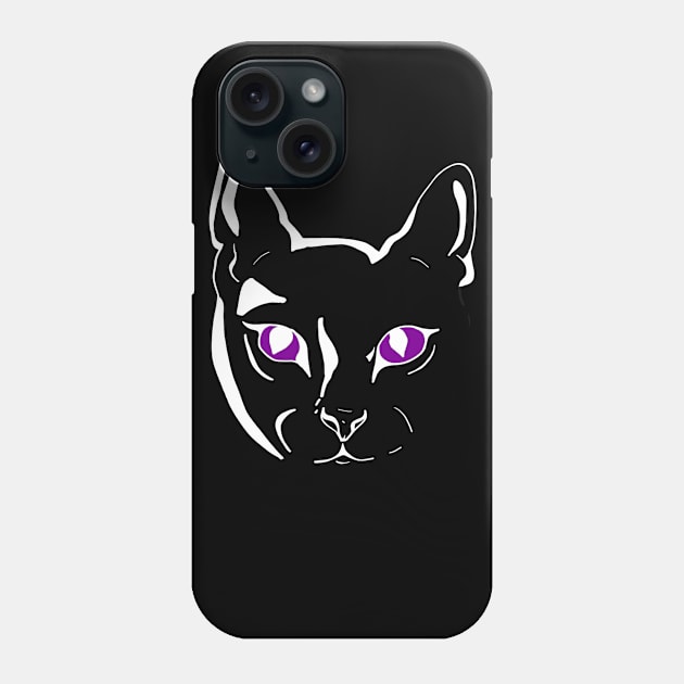 Cat face with purple eyes Phone Case by RedHeadAmazona