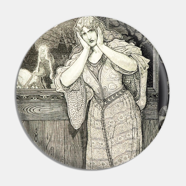 Lady and Knight 19th Century Pin by WAITE-SMITH VINTAGE ART