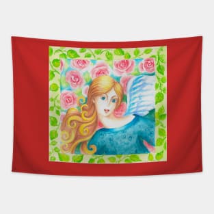 Angel Watercolor Painting Tapestry