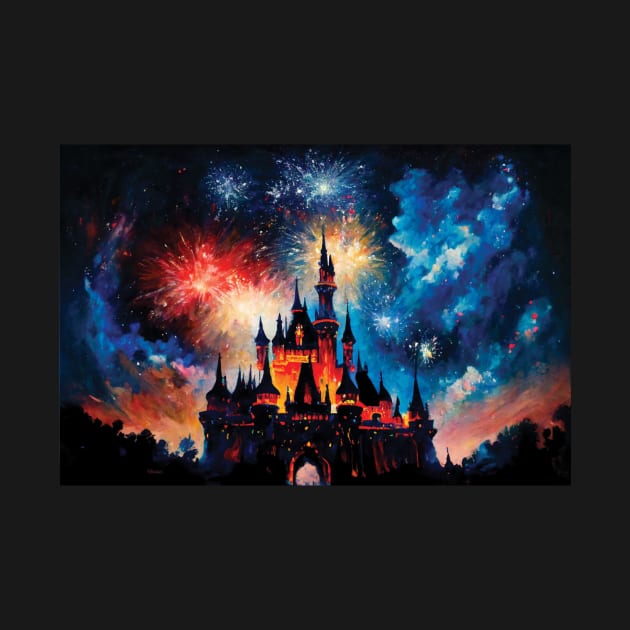 Enchanted Castle Night Sky Art by PixelProphets