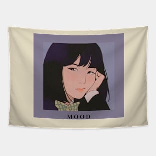 Moody cute asian girl - drawing - Color Tapestry