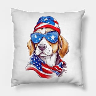 Cool Patriotic Dog, 4th of July Design Pillow