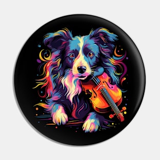 Border Collie Playing Violin Pin