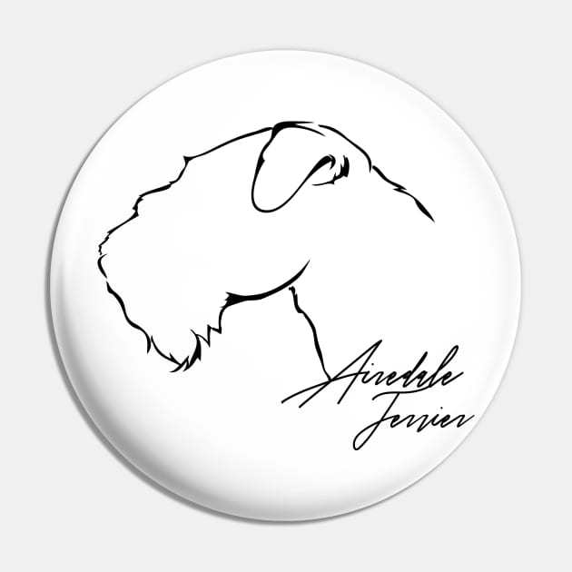 Airedale Terrier profile dog lover gift Pin by wilsigns