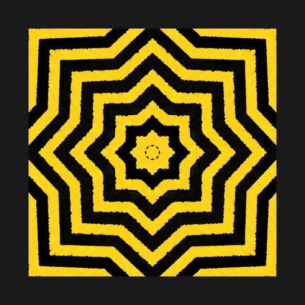 HIGHLY Visible Yellow and Black Line Kaleidoscope pattern (Seamless) 17 by Swabcraft