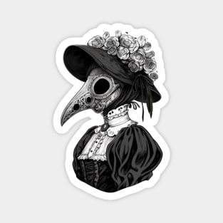 Black and White Gothic Plague Lady Magnet
