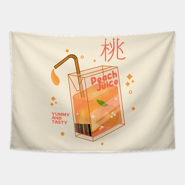 Kawaii Peach Juice Tapestry by Kimprut