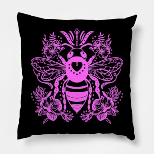 Bee totem Pink Pillow