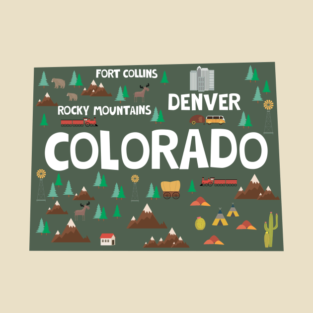 Colorado illustrated map by JunkyDotCom