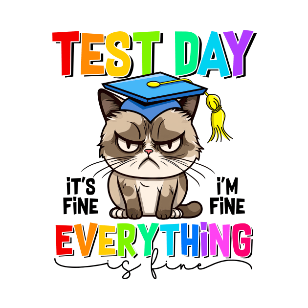 Retro Test Day Black Cat It's Fine I'm Fine Everything Fine by Kings Substance